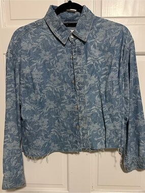 Women’s Rag & Bone Blue Floral Denim Button-Up Shirt